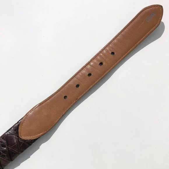 Brighton Brown Leather Belt Men size 40 Woven Embossed Silver Tone Buckle 7A208 - Picture 9 of 9